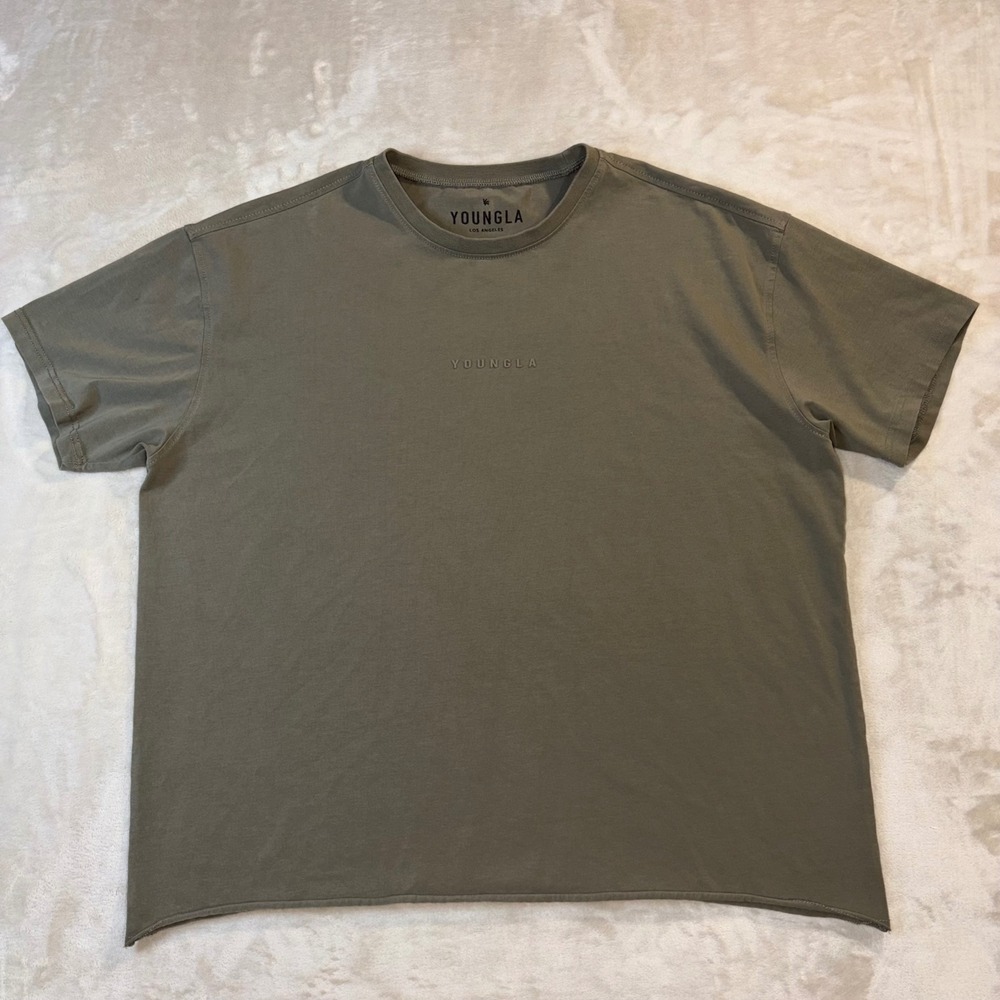 YoungLA Mens XL Cropped Tailored Tee Peat Wash Short Sleeve Gym
